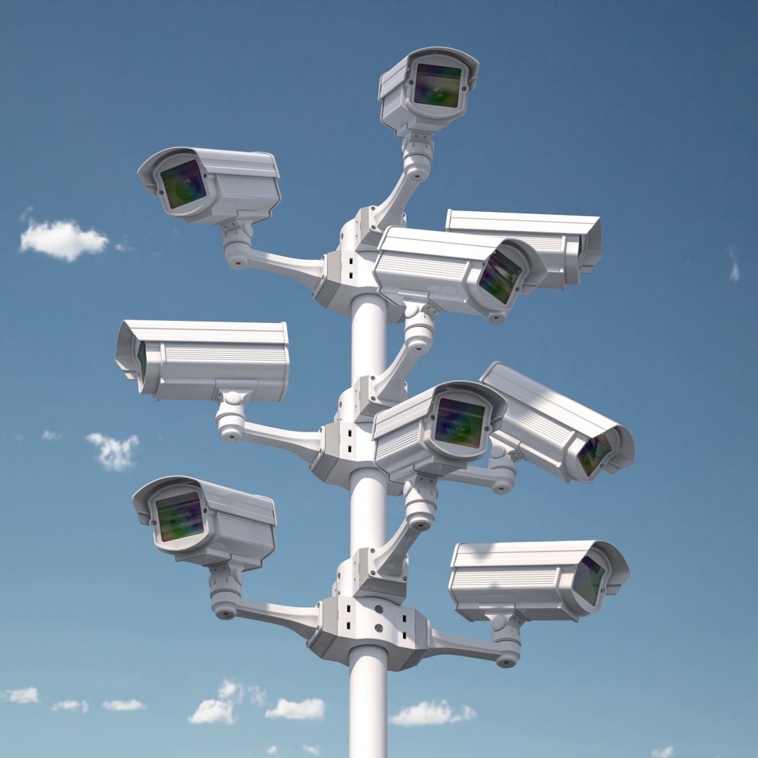 cctv security cameras on the pole safety and protection concept